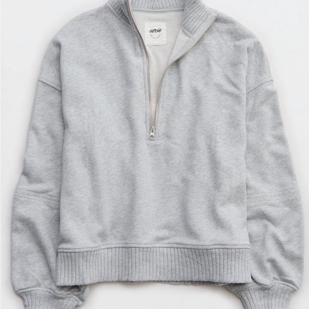 aerie Sun’s Out Quarter Zip Sweatshirt Small/Gray